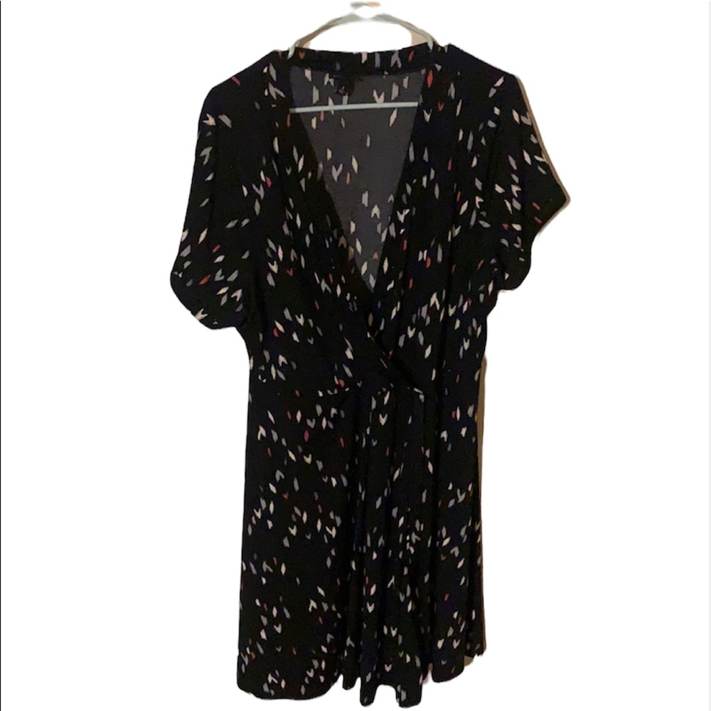 Torrid Black Red White Gray Modern Faux Work/Office Dress